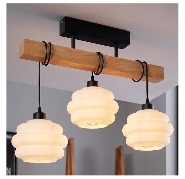 Brilagi - Přisazený lustr WOOD GLASS 3xE27/60W/230V borovice/černá/bílá