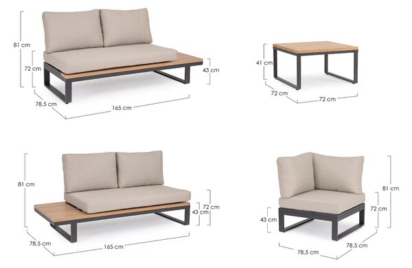 Bizzotto Béžovo-šedý zahradní set modulární rohové pohovky a stolku Zelmar