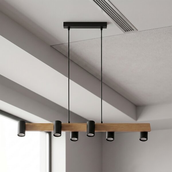 Brilagi - LED RGBW Stmívatelný lustr na lanku SELE 6xGU10/6,5W/230V černá/dub