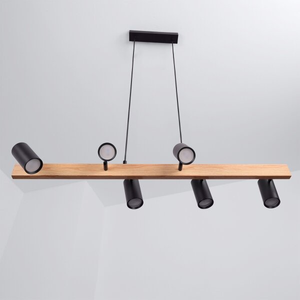 Brilagi - LED RGBW Stmívatelný lustr na lanku SELE 6xGU10/6,5W/230V černá/dub