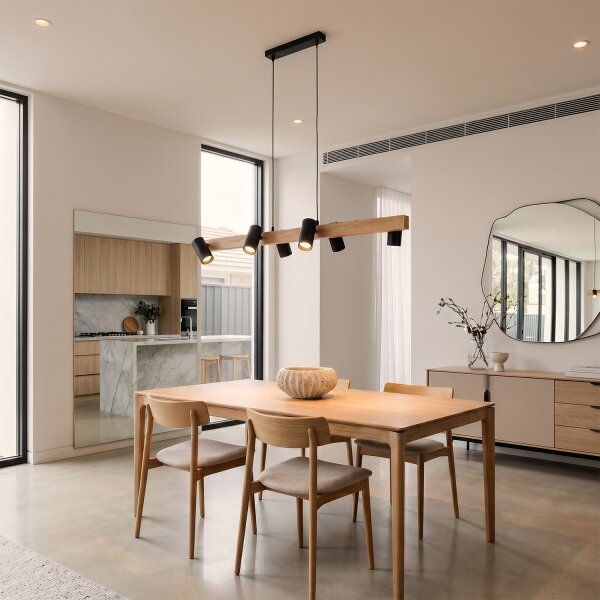Brilagi - LED RGBW Stmívatelný lustr na lanku SELE 6xGU10/6,5W/230V černá/dub