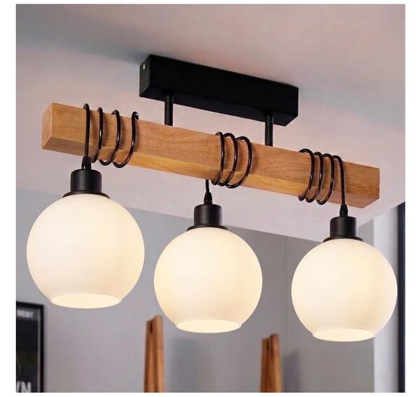 Brilagi - Přisazený lustr WOOD GLASS 3xE27/60W/230V borovice/černá/bílá