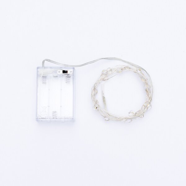 DECOLED LED světýlka na baterie, srdíčka, 2,3 m, teple bílá, 20 diod, čirý kabel, IP20 interiér, 3 × AA