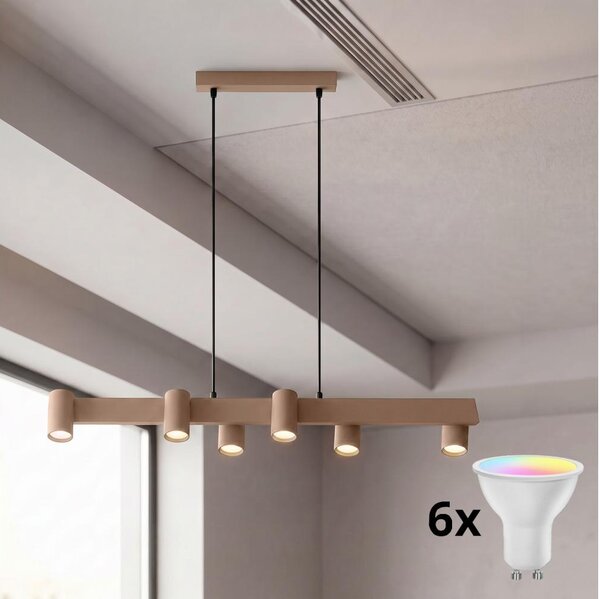 Brilagi - LED RGBW Stmívatelný lustr na lanku SELE 6xGU10/6,5W/230V béžová