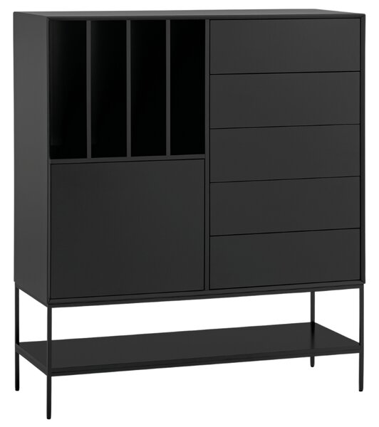 Vysoká černá komoda Teulat Platt 120 x 45 cm