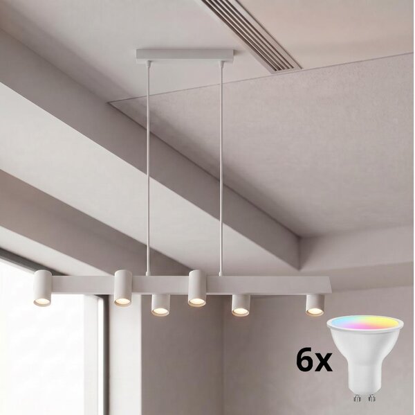 Brilagi - LED RGBW Stmívatelný lustr na lanku SELE 6xGU10/6,5W/230V bílá