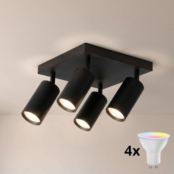 Brilagi - LED RGBW Stm bodové svítidlo SELE SQUARE 4xGU10/6,5W/230V černá