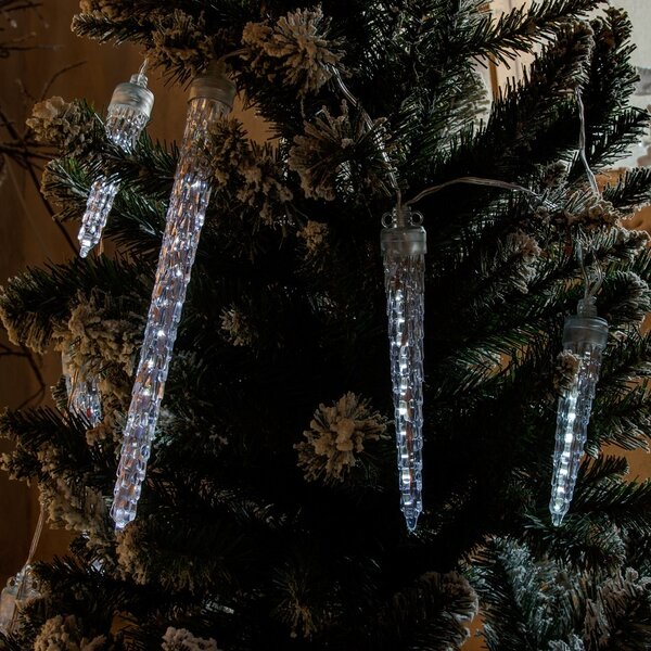 DECOLED LED vánoční girlanda do interiéru, padající sníh, 1,7 m, ledově bílá, čirý kabel, IP20