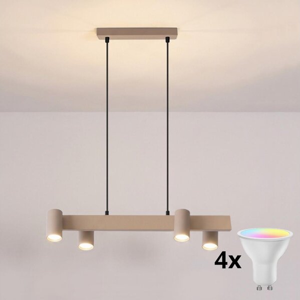 Brilagi - LED RGBW Stmívatelný lustr na lanku SELE 4xGU10/6,5W/230V béžová