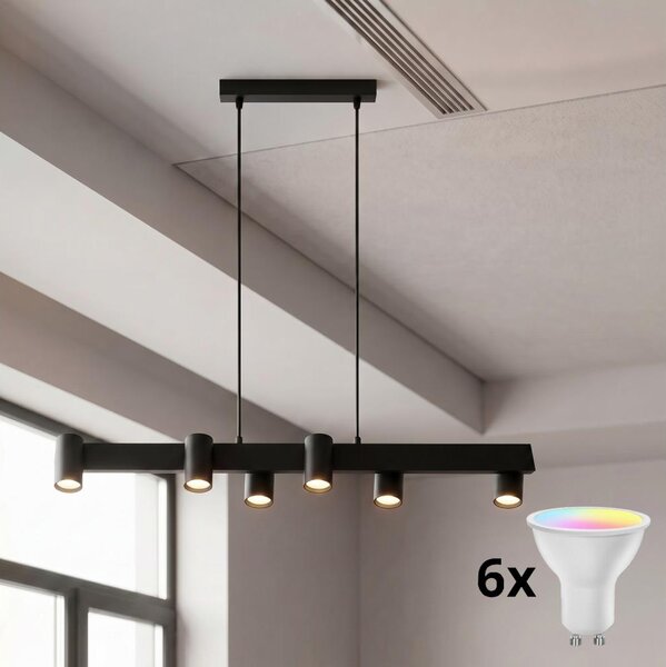 Brilagi - LED RGBW Stmívatelný lustr na lanku SELE 6xGU10/6,5W/230V černá