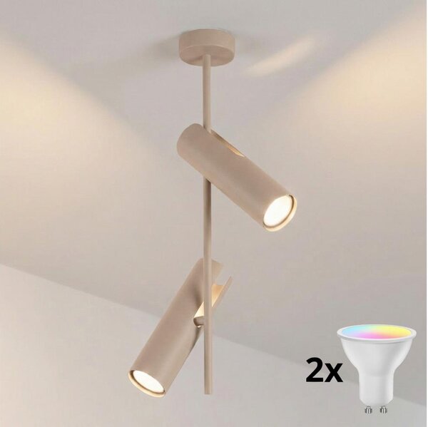 Brilagi - LED RGBW Stmívatelný lustr na tyči BRANCH 2xGU10/6,5W/230V béžová