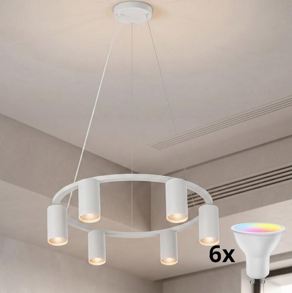Brilagi - LED RGBW Stmívatelný lustr na lanku SELE 6xGU10/6,5W/230V bílá