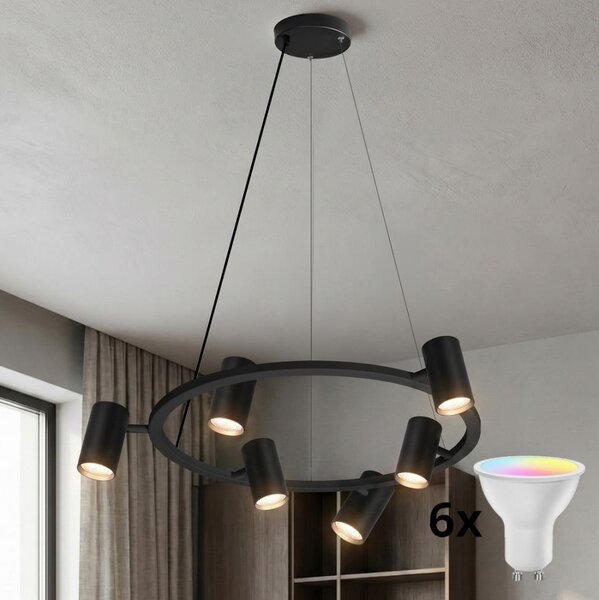 Brilagi - LED RGBW Stmívatelný lustr na lanku SELE 6xGU10/6,5W/230V černá