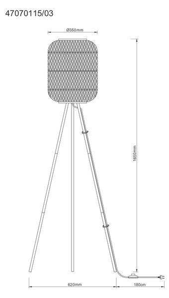 STOJACÍ LAMPA, 62/165 cm Novel - Online Only svítidla, Online Only