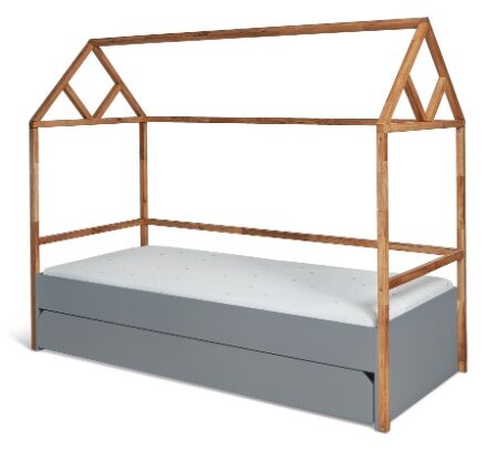 ArtBel Dětská postel s přistýlkou LOTTA domeček | 90 x 200 cm Barva: Šedá