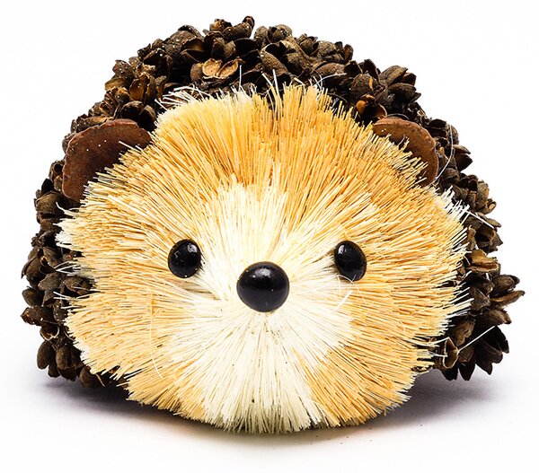 DECOLED Dřevěný dekorace ježek z přírodní šišky 11 × 8,5 cm