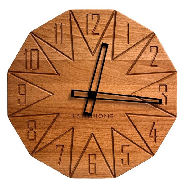 Kamohome Dřevěné nástěnné hodiny LACERTA Průměr hodin: 32 cm, Materiál: Buk