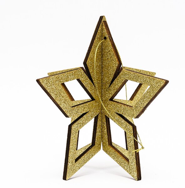 DECOLED Vánoční ozdoba zlatá hvězda, 3D, 15 cm