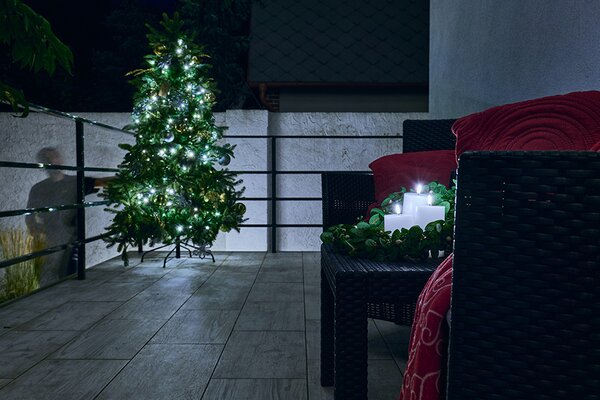 DECOLED Sada 3 LED svíček na baterie, bílá, Ø 7,5 ×10/12,5/15 cm, s dálkovým ovladačem, 2× AA