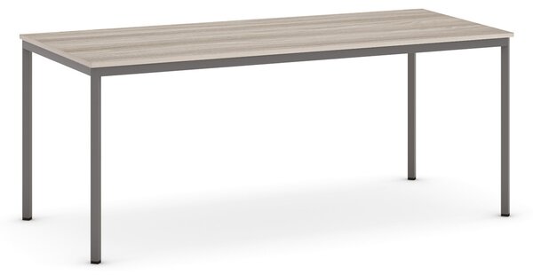 Jídelní stůl, 180x80 cm, tmavě šedá podnož, dub přírodní
