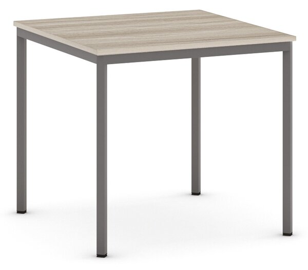 Jídelní stůl, 80x80 cm, tmavě šedá podnož, dub přírodní