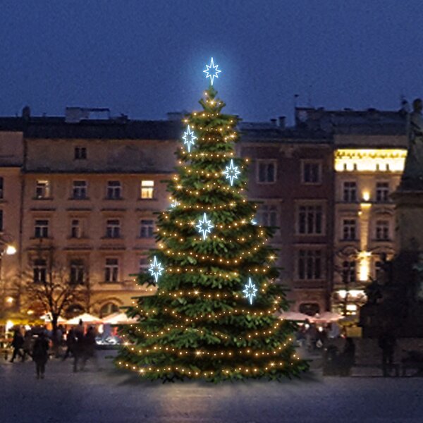 DECOLED LED světelná sada na vánoční stromy vysoké 9-11 m, teplá bílá s ledově bílými dekory DZ141S3
