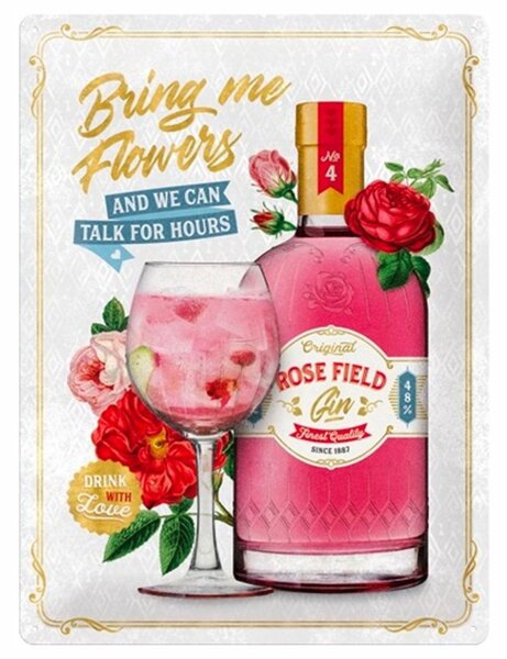 Nostalgic Art Plechová Cedule Pink Gin Flowers