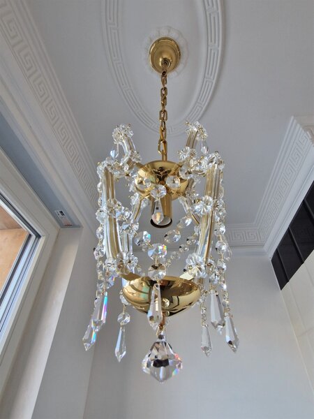 Small Maria Theresa chandelier with one candle bulb 14288-1-Hr
