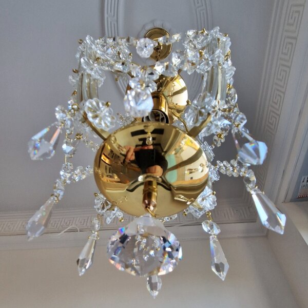 Small Maria Theresa chandelier with one candle bulb 14288-1-Hr