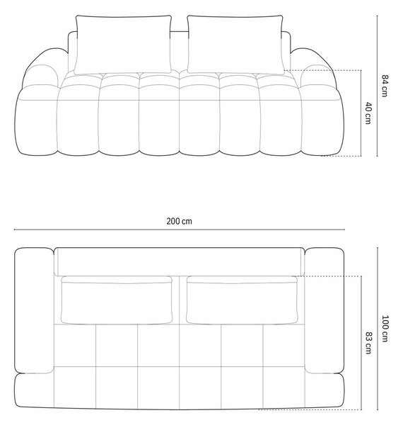 Světle hnědá sametová pohovka 200 cm Linz – Cosmopolitan Design