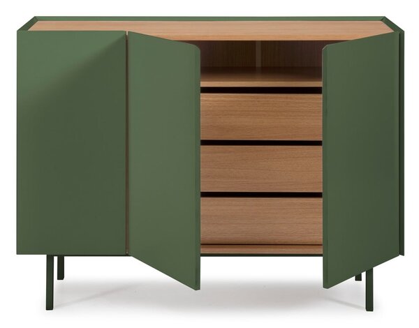 Zelená nízká komoda v dekoru dubu 110x85 cm Arista – Teulat
