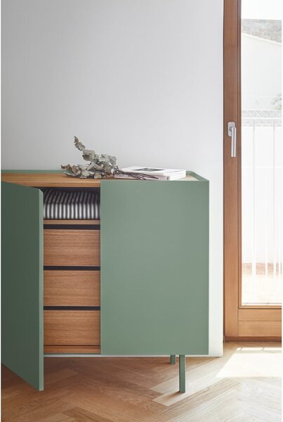 Zelená nízká komoda v dekoru dubu 110x85 cm Arista – Teulat