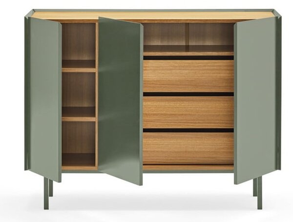 Zelená nízká komoda v dekoru dubu 110x85 cm Arista – Teulat
