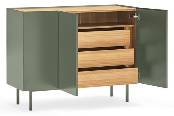 Zelená nízká komoda v dekoru dubu 110x85 cm Arista – Teulat