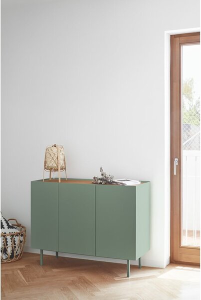 Zelená nízká komoda v dekoru dubu 110x85 cm Arista – Teulat