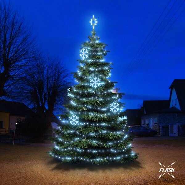 DECOLED LED světelná sada na vánoční stromy vysoké 6-8 m, ledová bílá s Flash, dekory DZX0EFD01