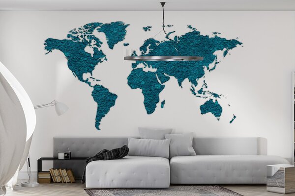 Fototapety Mapa světa s mechem, příroda, modrá paleta barev , Fototapety mapy světa, w02657v1 : uwalls.cz
