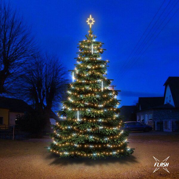 DECOLED LED světelná sada na vánoční stromy vysoké 6-8 m, teplá bílá s Flash, s padajícím sněhem
