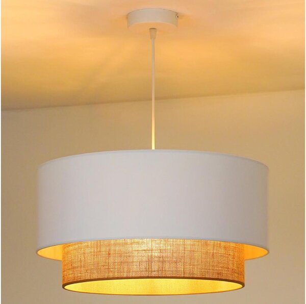 Duolla - Lustr na lanku BOHO 1xE27/15W/230V pr. 45 cm bílá/hnědá