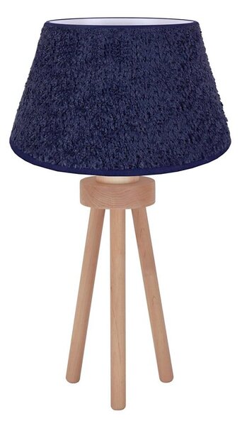 Duolla - Stolní lampa BOUCLE 1xE27/15W/230V pr. 28 cm modrá/dřevo