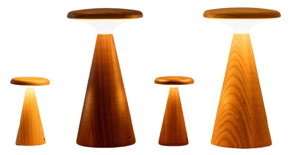 LED stolní lampa v tmavě přírodní barvě s dřevěným stínidlem (výška 14 cm) Sylva – Gingko
