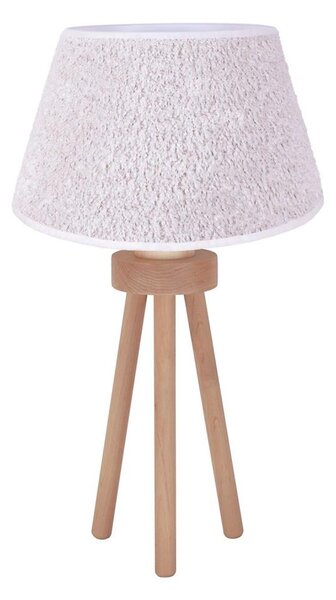 Duolla - Stolní lampa BOUCLE 1xE27/15W/230V pr. 28 cm bílá/dřevo