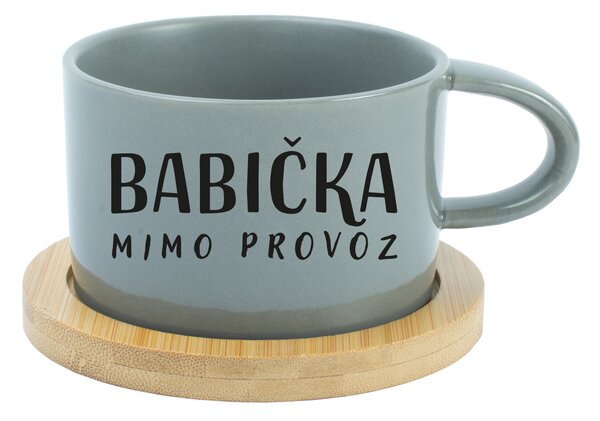 BABIČKA MIMO PROVOZ - šedý hrníček makronka 200 ml