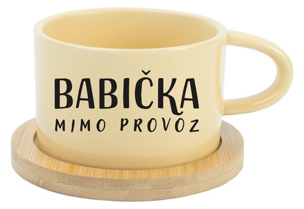 BABIČKA MIMO PROVOZ - žlutý hrníček makronka 200 ml