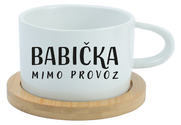 BABIČKA MIMO PROVOZ - bílý hrníček makronka 200 ml