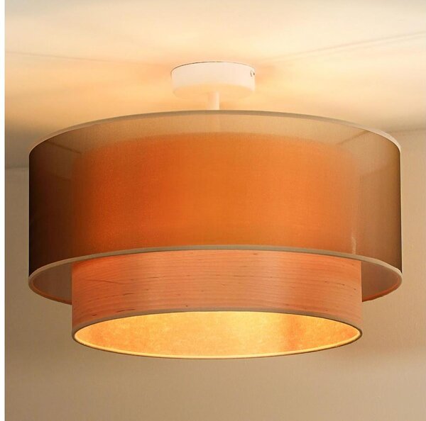 Duolla - Přisazený lustr WOOD BOHO 1xE27/15W/230V pr. 45 cm měděná/béžová