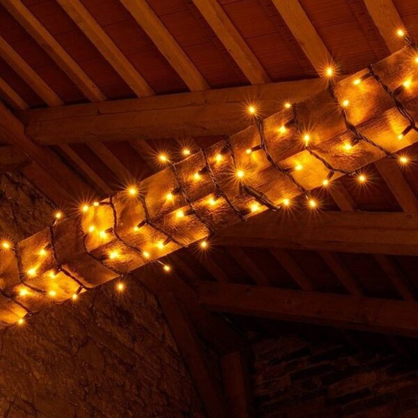 DECOLED Easy Fix LED světelný řetěz, 5 m, venkovní, kontura, teple bílá, 60 diod, černý kabel, IP67