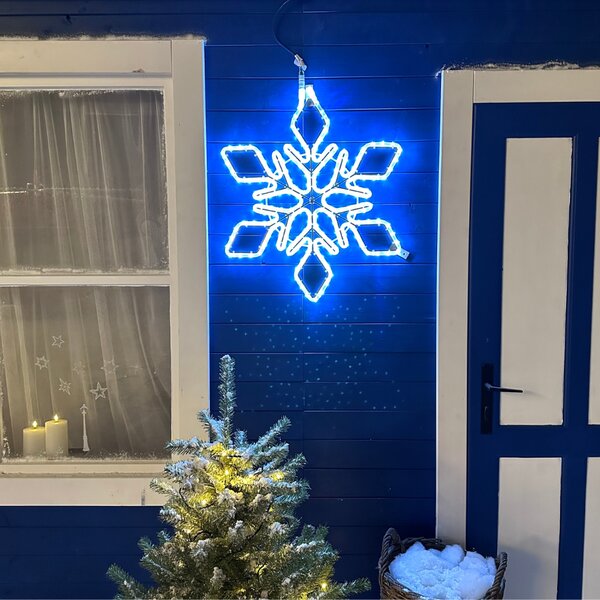 DECOLED Easy Fix 2D LED světelná vločka XI, Ø 89 cm, ledově bílá, závěsný, hliník