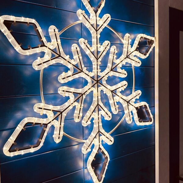 DECOLED Easy Fix 2D LED světelná vločka XI, Ø 88 cm, teple bílá, závěsný, hliník