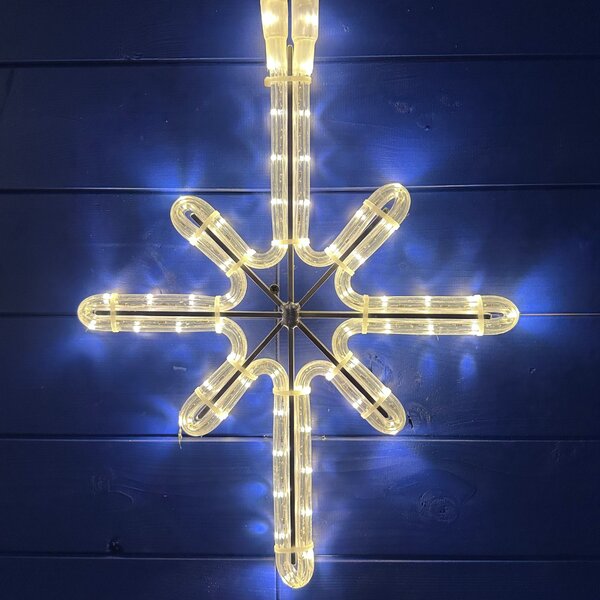 DECOLED Easy Fix 2D LED světelná hvězda Polaris I., 34 × 42 cm, teple bílá, závěsná, hliník
